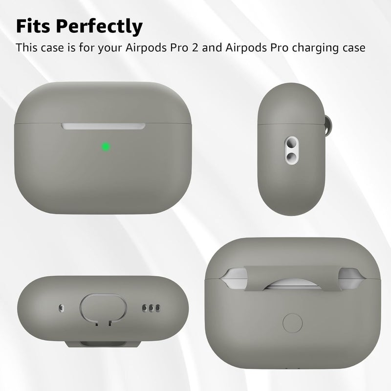 Tandoler Compatible with Airpods Pro 2 Case, Soft Silicone Skin Cover Protective Cases with Cleaner kit and Lanyard Compatible for AirPod Pro 2nd Generation, Front LED Visible - Dark Grey - Image 5